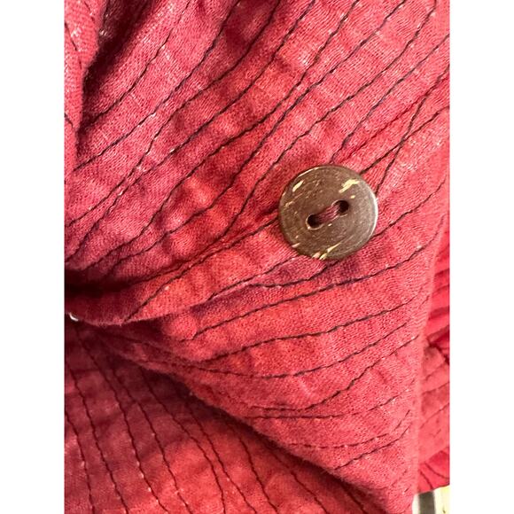 Joshi red silk lightweight quilted long sleeves buttoned jacket coat size S - Picture 6 of 16